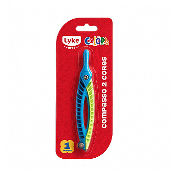 Compasso Plástico LYKE - azul e verde - Blister 1 un