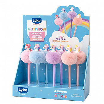Caneta Gel Apagável - Pompom Unicórnio - Display c/16 unidades