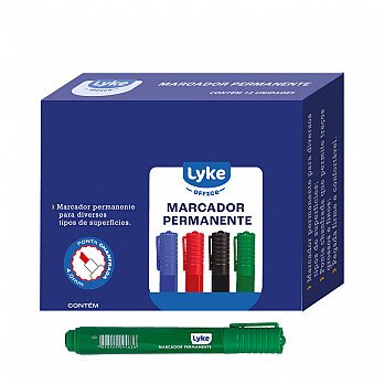 Marcador Permanente Verde - cx c/ 12 unds