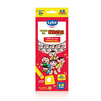 Lápis de cor Apagável - 12 cores - Resina Plástica - Turma da Mônica