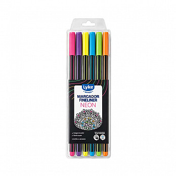Marcador Fineliner LYKE 0.4mm - 6 cores neon