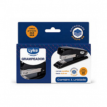 Grampeador Metálico LYKE - Base 11,5 cm p/ até 25 fls