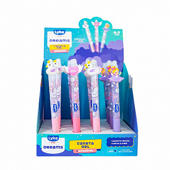 Caneta Gel Apagável - Bailarina, coração e cisne - Display c/ 24 unidades