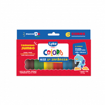 Giz de Cera Primeira Infância Jumbo  06 Cores 25X70mm