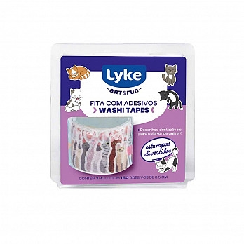 Fita Adesiva - Washi Tape - Gatinhos - 3,5CM - Blister