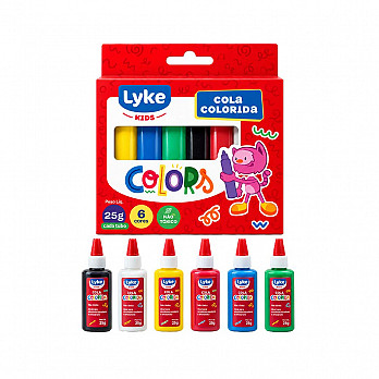 Cola colorida LYKE 25g - Cx c/ 6 tubos