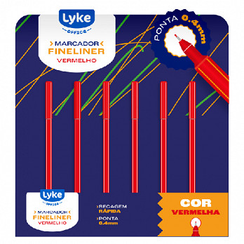 Marcador Fineliner Vermelho - 0.4mm - Display c/24 unidades