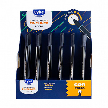 Marcador Fineliner Preto - 0.4mm - Display c/24 unidades