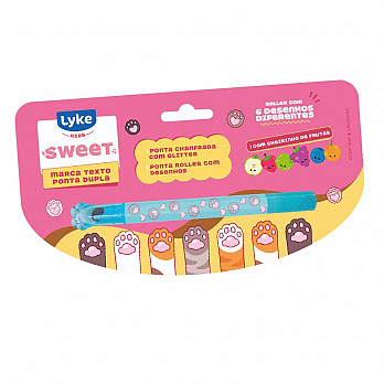 Marca Texto 2 Pontas - ROLLER+GLITTER - Blister c/ 1 unidade