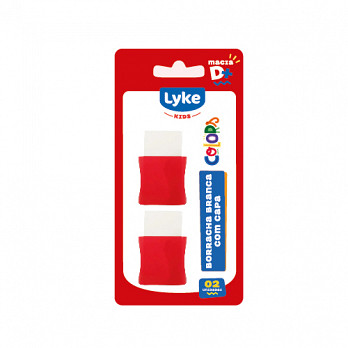 Borracha escolar c/ capa vermelha - Blister c/ 2 unidades