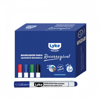 Marcador p/ Quadro Branco recarregável Azul Cx c/ 12 un