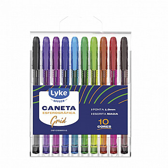 Caneta Esferográfica Grid - 10 cores