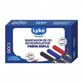 Marcador CD 2 pontas 0.7mm/2.0mm - Preto - cx c/ 12 unds