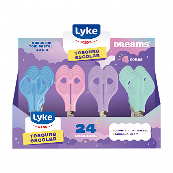 Tesoura Escolar tons pastel LYKE 13cm - Display c/ 24 un
