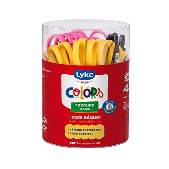 Tesoura Escolar LYKE 12 cm - Pote c/ 24 un