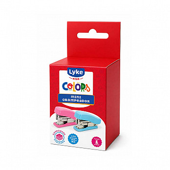 Mini Grampeador colorido LYKE p/  até folhas - Cx c/ 1 un