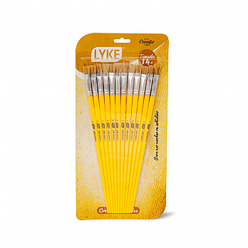 Pincel LYKE  formato chato. Nº14 - cabo longo - Blister c/ 12 un