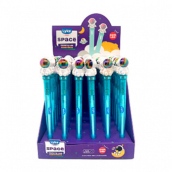 Caneta Gel Giratória com Led - Astronauta - Display c/36 unidades