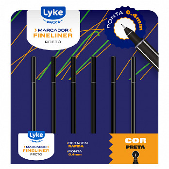 Marcador Fineliner Preto - 0.4mm - Display c/24 unidades