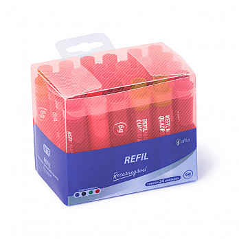 REFIL MARCADOR QB VERMELHO 6G - CX C/ 24
