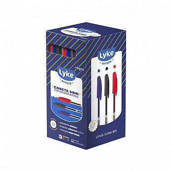 Caneta Esferográfica UNIK LYKE 1.0mm sextavado - Azul - Caixa c/ 50 un