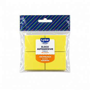 Bloco Recado Autoadesivo 38x51mm - Amarelo 100fls c/ 4