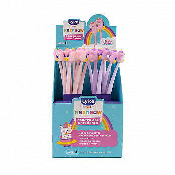 Caneta Gel Silicone - Unicórnio - Display c/24 unidades