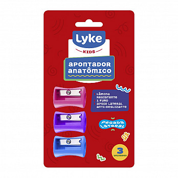 Apontador Plástico Anatômico 1 furo - (Blister) 3 unds