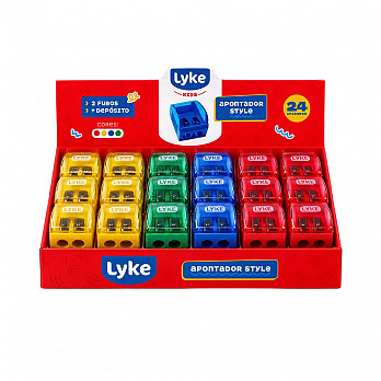 Apontador Plástico 2F (normal e Jumbo) c/ dep. pequeno - 24 pcs