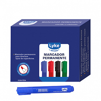 Marcador Permanente Azul - cx c/ 12 unds