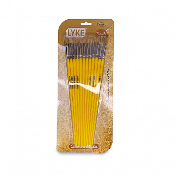Pincel LYKE formato chato. Nº12  - cabo longo - Blister c/ 12 un