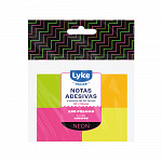 Bloco Autoadesivo Neon LYKE - 38x51mm - Blister com 4 blocos, com 100 fls cada