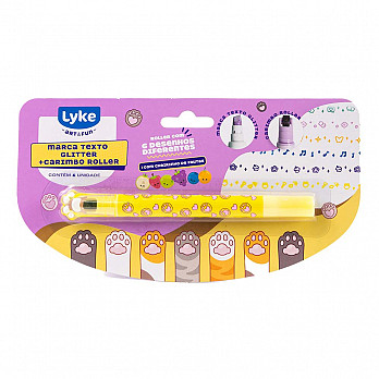 Marca Texto 2 Pontas - ROLLER+GLITTER - Blister c/ 1 unidade