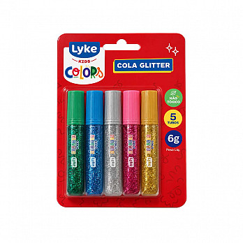 Cola Colorida Glitter 6grs (Blister) c/ 5 tubos.