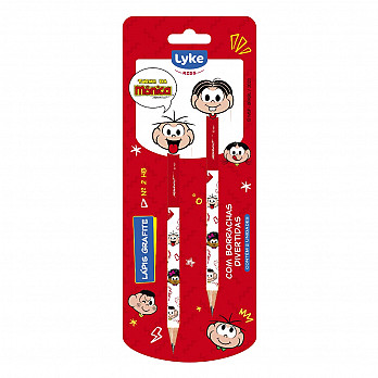 Lápis Grafite HB Sextavado LYKE - Turma da Mônica - Blister com 2 unds, personagens sortidos