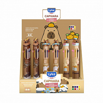 Caneta esferográfica 8 cores - Capivara