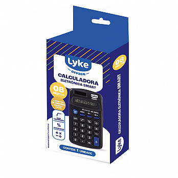 Calculadora Smart LYKE 8 dígitos preta - Cx c/ 1 un