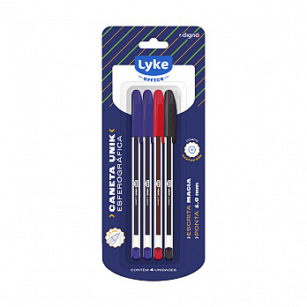 Caneta Esferográfica Unik LYKE - Blister c/ 2 az/ 1 pr/ 1 vm