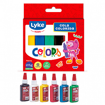 Cola colorida LYKE 25g - Cx c/ 6 tubos