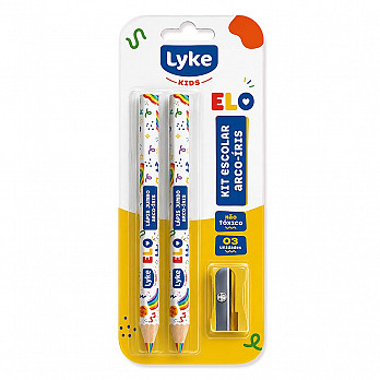 Kit Lápis Jumbo Arco-íris LYKE - Blister c/2 un + apontador Jumbo