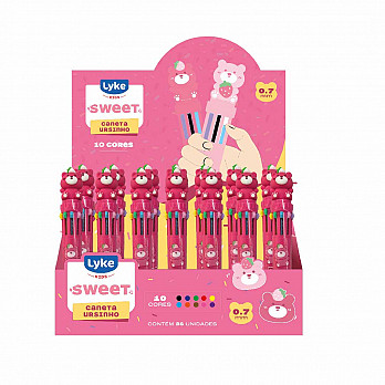 Caneta Esferográfica 10 em 1 - Ursinho - Display c/ 36 unidades