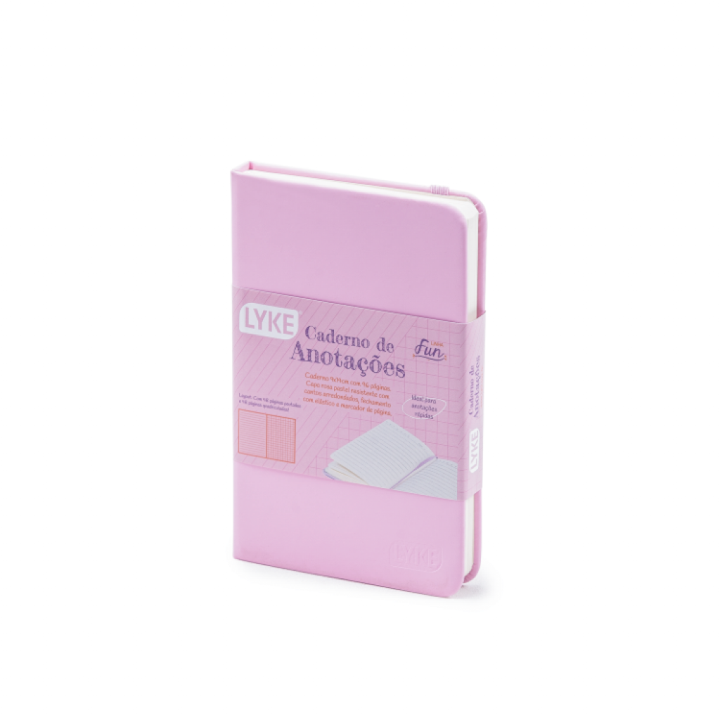 Caderno De Anotações 96fls Pautado Rosa Pastel Lyke