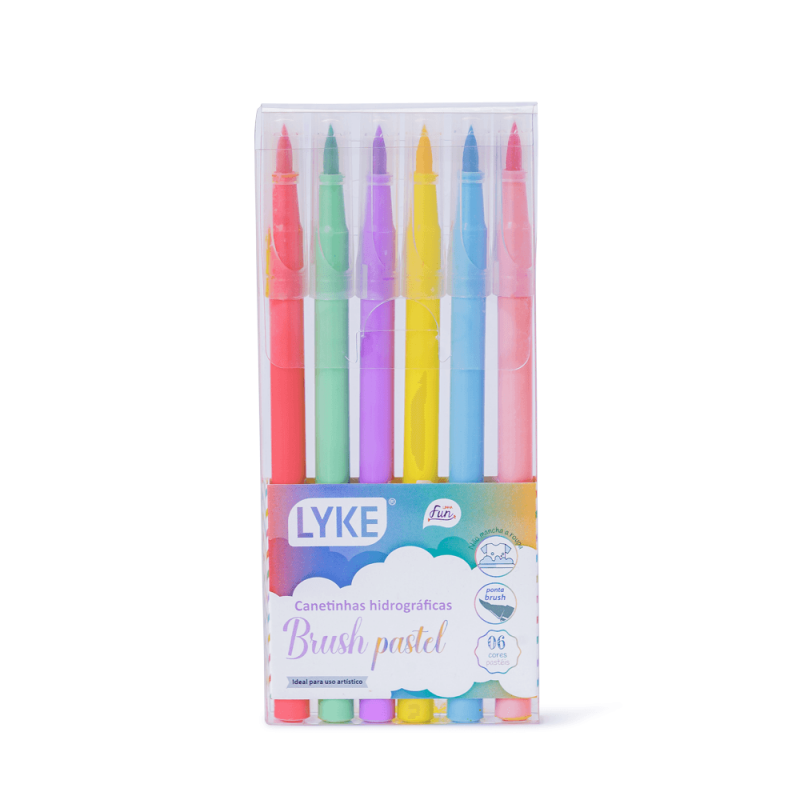 Canetinha Hidrográfica com ponta Brush 6 cores - LYKE
