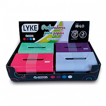 Perfurador Plástico Colorido com 2 Furos para 20 folhas