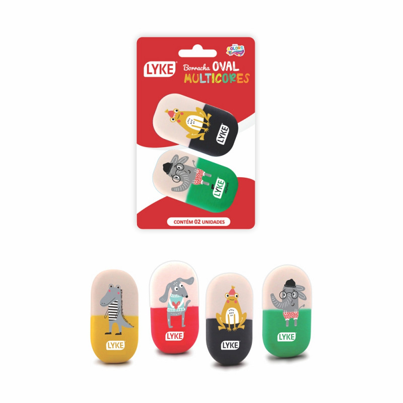 Borracha Oval Multicores - (Blister) 2 unds - LYKE