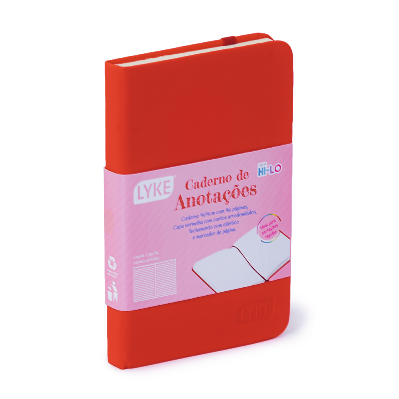 Caderno de Anotações - 96fls pautado - Vermelho - LYKE